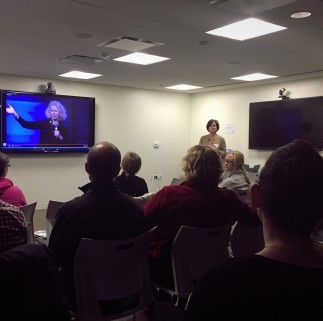 Jeneanne Rae leading the discussion after the screening of Birgit Mager's presentation -- 