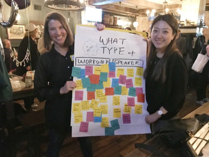 Natalie and Kathleen wrapping up their first event at a local bar in April 2018